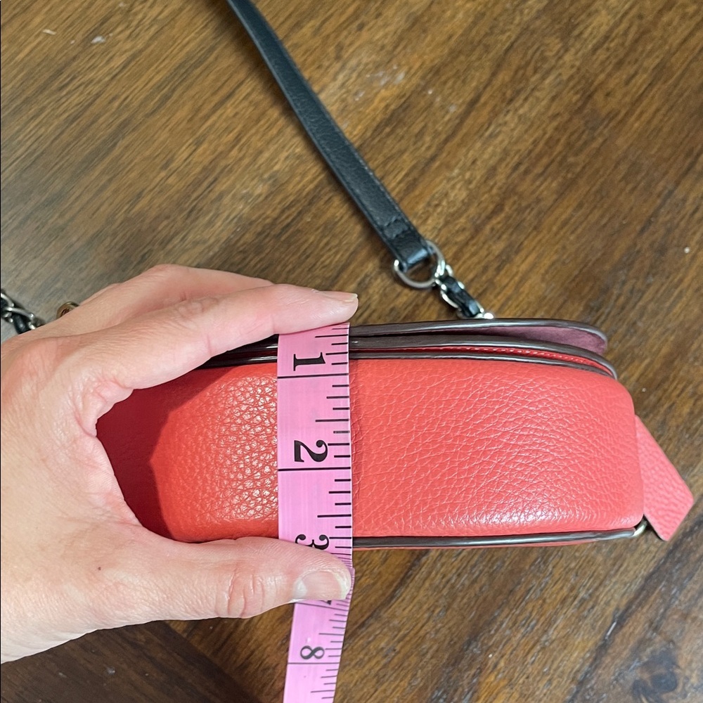Coach Ellen Pebble Leather Saddle Crossbody Bag in Coral - Picture 12 of 12